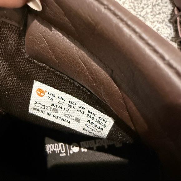 Timberland Tillston Full Grain Burgundy Block Heel Ankle Combat Boots US 7.5 - Picture 9 of 11